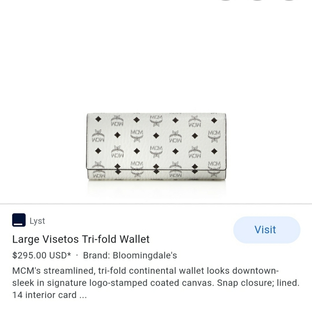Mcm White Long Wallet